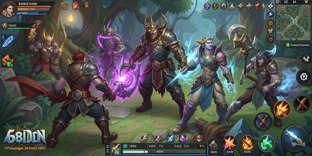 Screenshot gameplay ARPG di 68IDN dengan pertarungan mendebarkan.