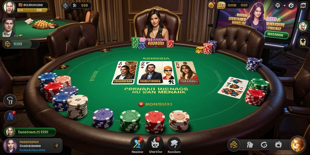 Gambaran gameplay poker yang menegangkan dan seru.