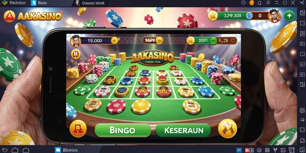 Screenshot gameplay AAKASINO menampilkan suasana permainan Bingo yang seru.