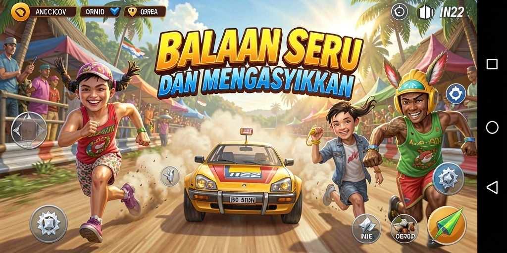 Tampilan gameplay IN22 menampilkan aksi balapan yang mendebarkan dan mobil yang memukau.