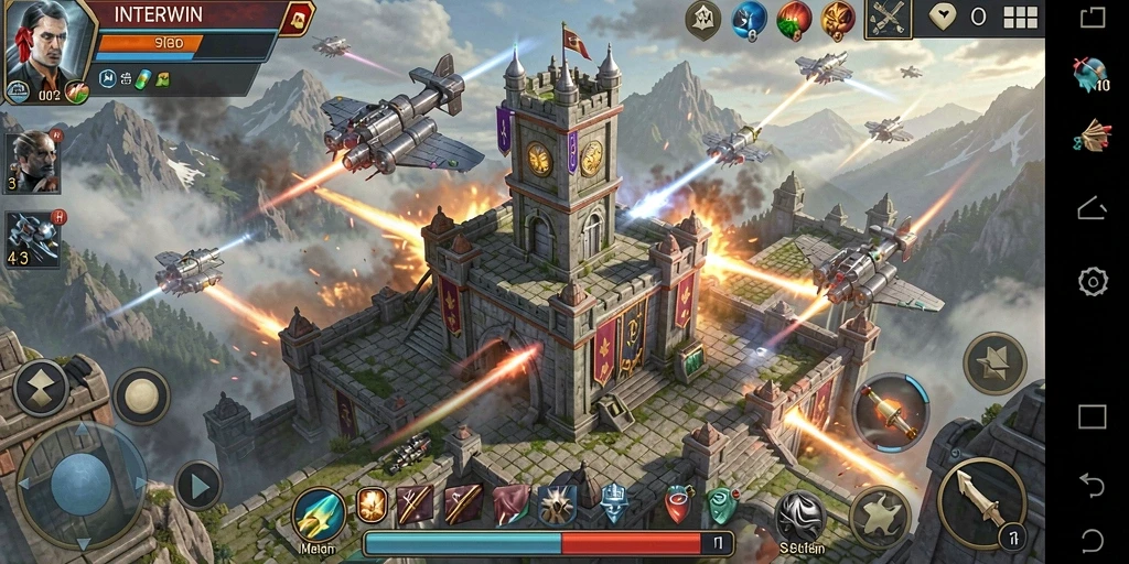 Gameplay seru dalam INTERWIN dengan strategi Tower Defense yang mendebarkan.