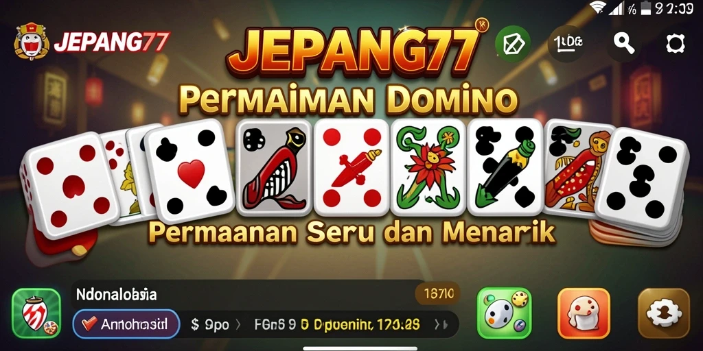 Tampilan gameplay menarik di JEPANG77 dengan desain domino yang berwarna.