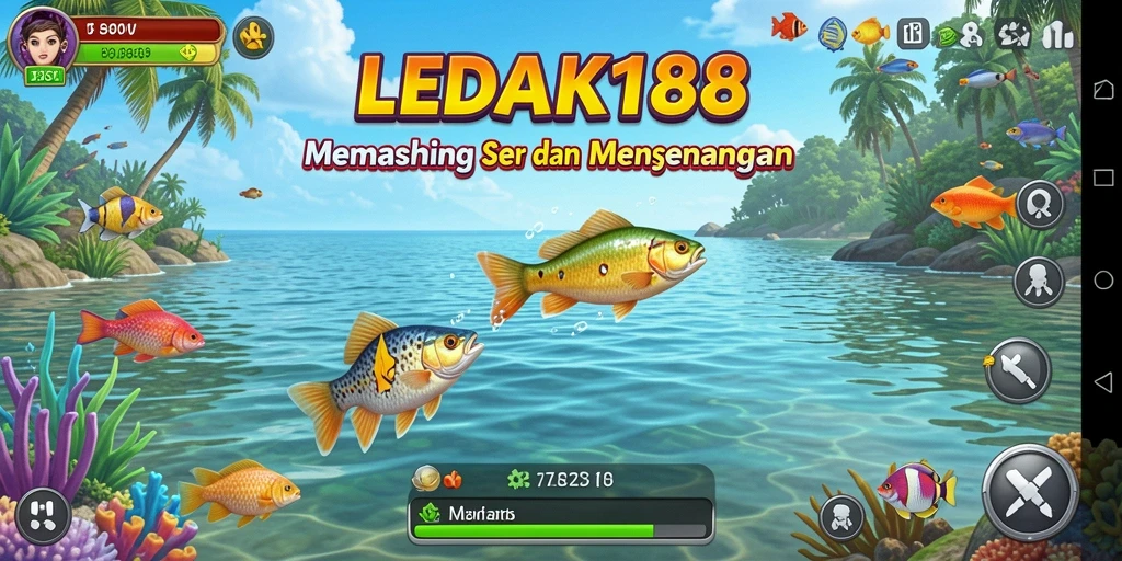 Tampilan gameplay LEDAK188 yang seru dan menarik saat memancing.