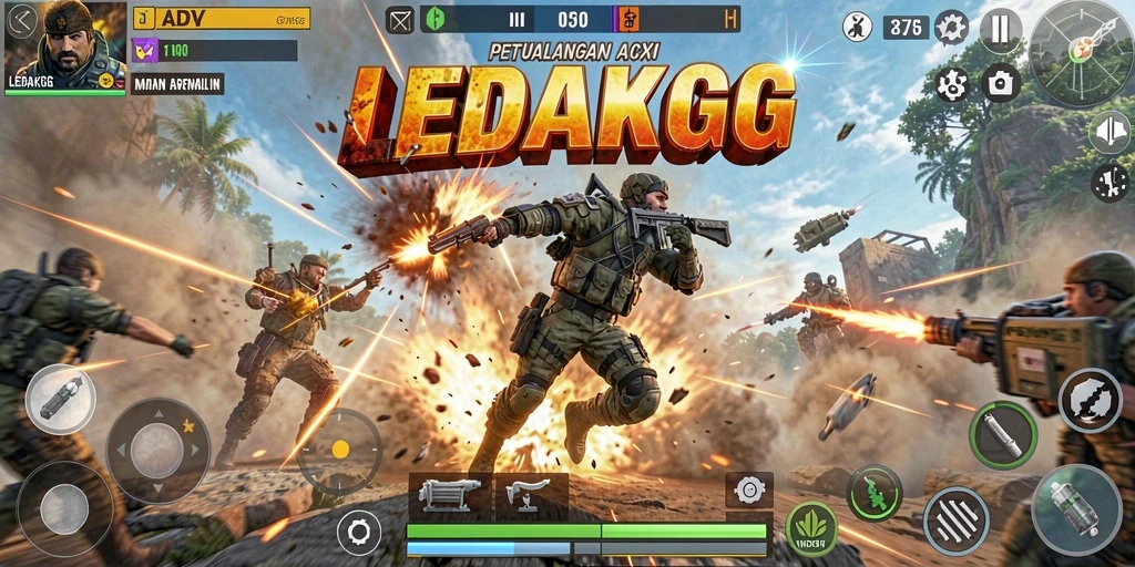 Tampilan seru gameplay LEDAKGG selama pertarungan aksi.