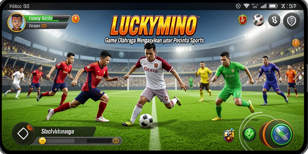 Screenshot gameplay LUCKYMINO yang menampilkan aksi olahraga yang menegangkan.