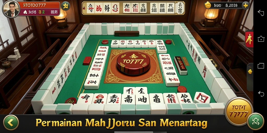 Tampilan gameplay TOTO777 dengan ubin Mahjong yang berwarna-warni.
