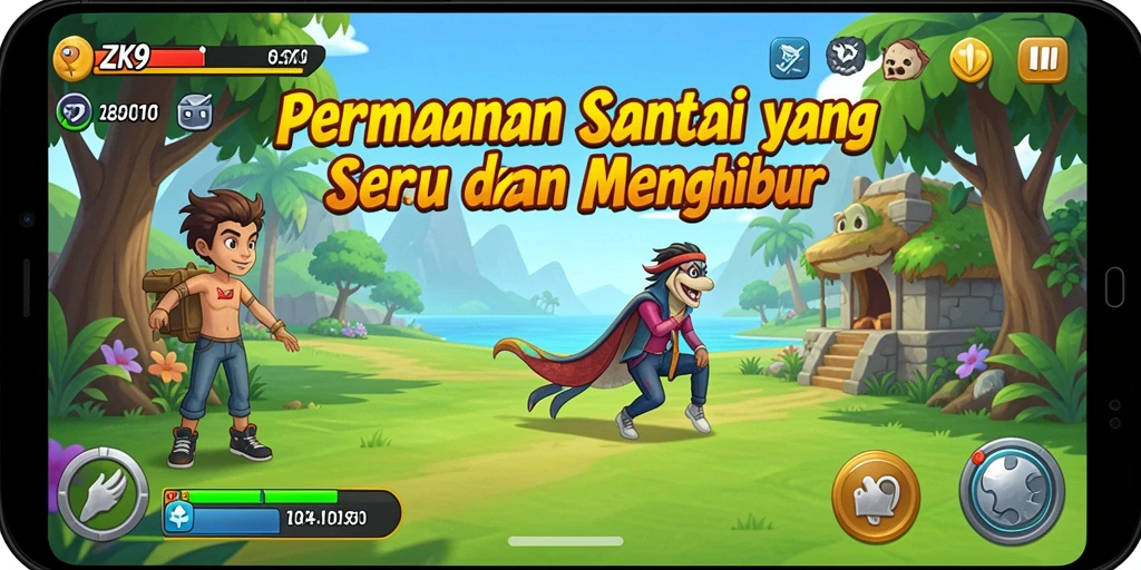 Antarmuka gameplay ZK9 yang cerah dan mengasyikkan